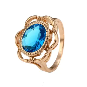 12417 New arrival elegant ladies jewelry single gemstone flower shaped finger ring for engagement