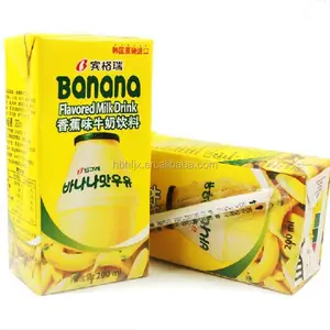 Banana flavor milk drink with paper carton box filling packaging machine