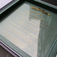 Chic Design Luxus Hardcover Clear Plexiglas Dunkelgrüne Folie Box Einladung für Hochzeit Geburtstags veranstaltungen