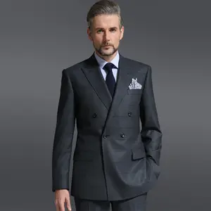 Double breast 4 buttons great designer tailored 90% wool suits for men.