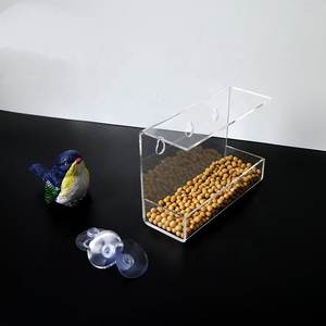 Mangeoire pour oiseaux, fenêtre, suspendu en plastique transparent, acrylique, 1 pièce, fixation murale, pour la maison ou les animaux domestiques - Product Image 1