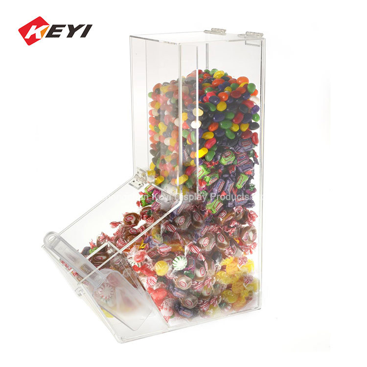 En gros Personnalisé Acrylique Différents Types D'affichage Bacs Rack Bonbons Avec Acrylique Bacs Et Scoop
