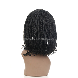 Perruques synthétiques tressées bon marché style bob africain-américain avec dentelle frontale, style sénégalais, pour femmes noires avec <span class=keywords><strong>cheveux</strong></span> de bébé - Product Image 4
