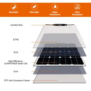 अच्छी कीमत sunpower लचीला 50 w 12 v सौर पैनल के लिए हाइब्रिड कार बैटरी चार्जर