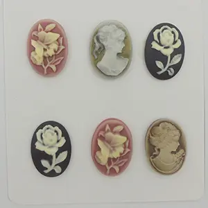 2016 HOT SALE!!!Wholesale oval cameo resin embellishments for jewelry