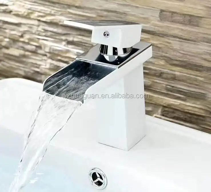 New Design High Quality Painting White Basin Waterfall Faucet