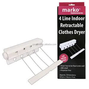 Clothes Drying 15M INDOOR RETRACTABLE 4 LINE CLOTHES LAUNDRY WASHING DRYING PULL OUT