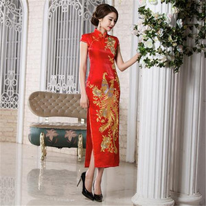 2018 moda china tradicional mujer elegante Pavo Real bordado vestido <span class=keywords><strong>de</strong></span> <span class=keywords><strong>novia</strong></span> Cheongsam <span class=keywords><strong>Qipao</strong></span> - Product Image 3