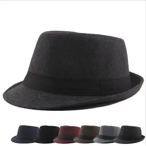 Topi Fedora Wol Klasik Pria Vintage 5 Warna Topi Wol Fedora Pria