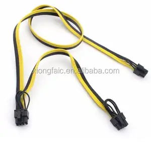 Modular PSU Power Supply Cables 6Pin to 6+2Pin Cable Graphics Card Module Line 6P to Dual 8p Splitter Ribbon Cable 18AWG 60+20cm