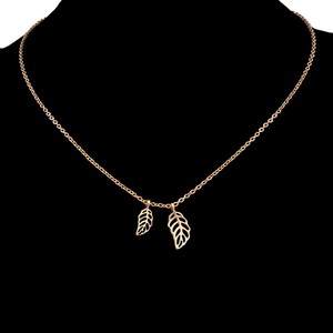 Tres de color de oro plateado de cobre joyería <span class=keywords><strong>conjunto</strong></span> de la cadena collar hermana doble colgante de joyería collar de la hoja - Product Image 4