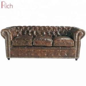 3 seater chesterfield 소파 tufted 골동품 클래식 디자인 거실 가구 소파 정품 가죽 고급스러운 chesterfield 소파