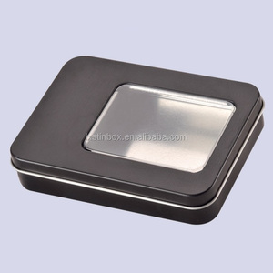 Nhà máy trực tiếp hình chữ nhật tin hộp đồng hồ với PVC cửa sổ sô cô la hộp thiếc cho sản phẩm điện tử USB hộp thiếc - Product Image 2