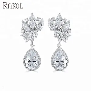 RAKOL EP2065 zircon dangle earrings evening dangle luxury earrings for women 2021