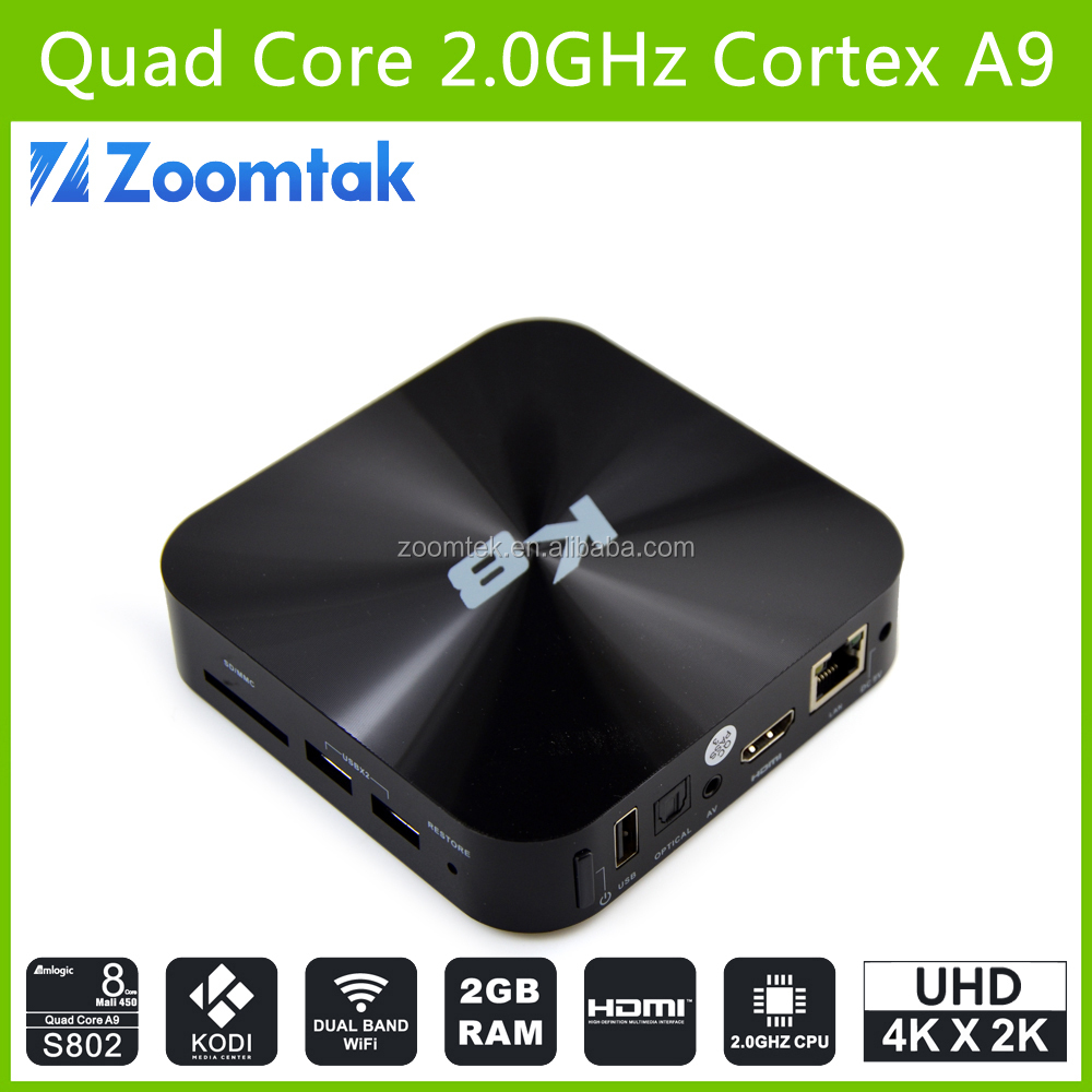 Amlogic S802 quad core 4 K Android tv box con el más nuevo KODI 15.1 preinstalado