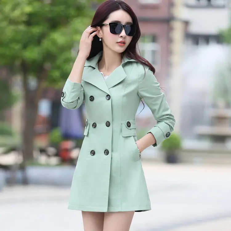 6887 kore moda yeni tasarım slim fit kadınlar uzun palto artı boyutu M-4XL