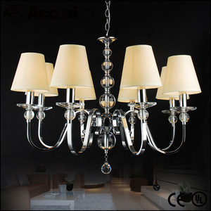 European hotel classic grand LED <span class=keywords><strong>lampadario</strong></span> di cristallo <span class=keywords><strong>con</strong></span> paralume in tessuto - Product Image 3