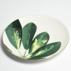 Nuevo Producto vajilla verde redondo oro rimmed de cargador de placas de hoja de <span class=keywords><strong>palma</strong></span> - Product Image 4