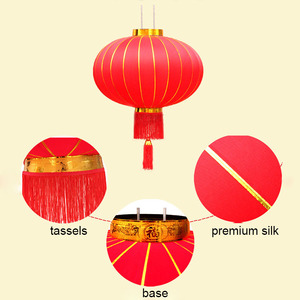 Đèn lồng vải đỏ truyền thống treo tường ngoài trời, chống thấm nước, dùng cho Tết Nguyên đán - Product Image 3