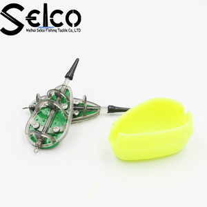Estoques de pesca de carpa, venda por atacado de fábrica, alimentador de método plano para pesca de carpa com molde 30g 40g, 50g 3 + 1 conjunto, pintura verde