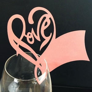 Love Laser Cut Wedding <strong>Table</strong> <strong>Cards</strong> Place <strong>Card</strong> for Wine Glass Paper Party Supplies - Product Image 2