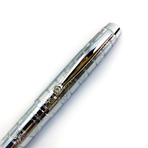 JR3633S Luxury Metal Engraved Pattern <b>with</b> <b>Crystal</b> Ballpoint <b>Pen</b> 0.7mm IPS Plated Blue/Black Ink Business Office Stationery - Product Image 4