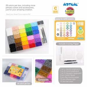 Hot Selling Kids Plastic Artkal <strong>Beads</strong> Supplier <strong>Colorful</strong> 28 Colors Diy <strong>Bead</strong> Set Toys Toys Fuse <strong>Beads</strong>