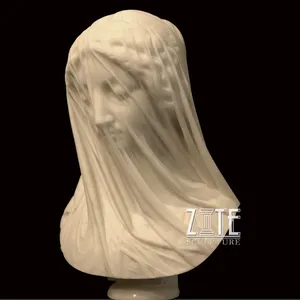 Klassische Designs White Stone Marble Verschleierte Frau Büste Statue