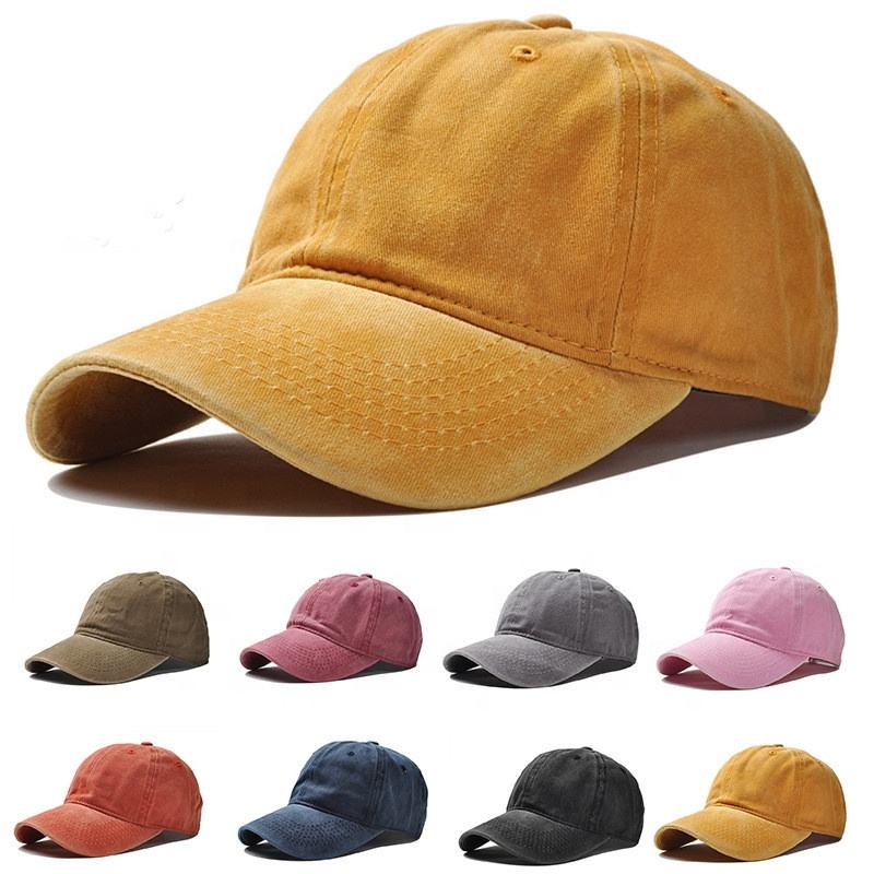 Wholesale In Stock 12 Colour Sports Cap Blank Washed Faded Cotton Hat 6 Panel Dad Hat Baseball Cap For Women Men