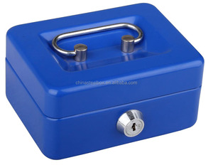 Factory Supply Metal Money Bank Safety Portable Petty Cash Box with money tray