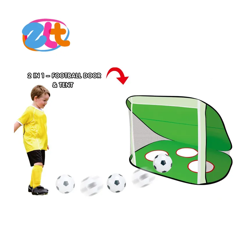 Mini meta de futebol dobrável 2 em 1, portátil, gol com barraca de futebol com crianças