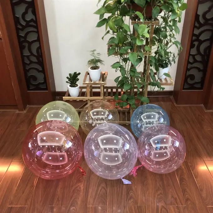 TF heißer China fabrik kristall klare farbige bobo ballons 18 inch partei liefert LED Bunte Licht runde bobo luftballons