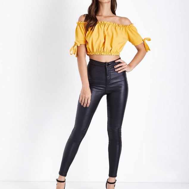 yellow bardot crop top
