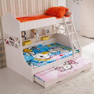 Hotsale blanco pintado proveedor escuela litera triple cama muebles