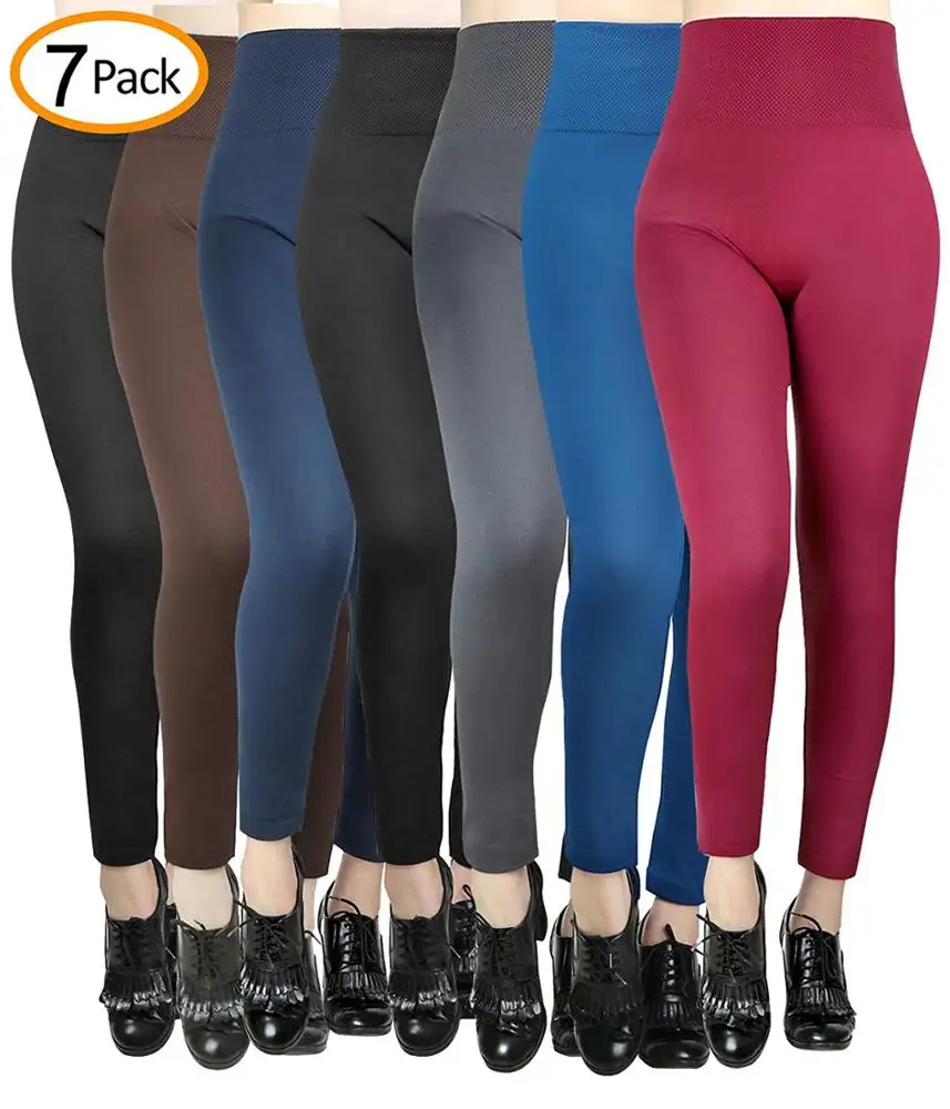 7 pacchetto della vita Delle Donne A Vita Alta In Pile Foderato Ghette Delle Signore Senza Soluzione di Continuità Leggings Caviglia