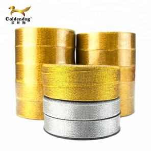 Pita emas bel gemerincing dekoratif Natal pita metalik poliester - Product Image 4