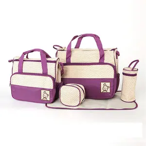 Лидер продаж, классическая сумка для детских подгузников, популярный стиль, комплект из 5 предметов, вместительная сумка для мам