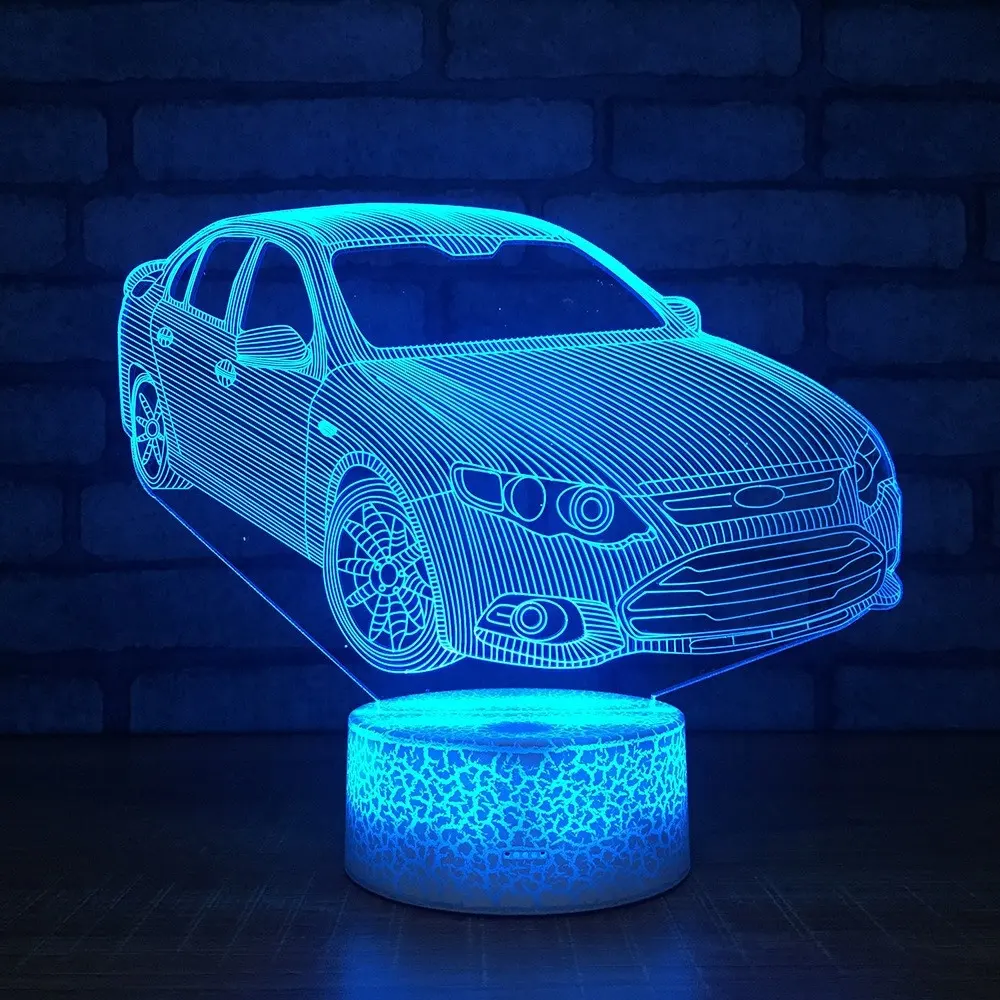 कार रात रोशनी रचनात्मक रंगीन सजावटी नई फैंसी उपहार दीपक कस्टम छोटे 3d प्रकाश जुड़नार