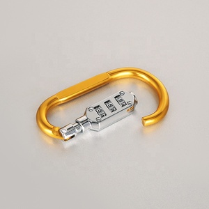 Llavero con cierre de 3 dígitos HE01, combinación de candado, mosquetón, gancho para anillo en D, para acampada - Product Image 3
