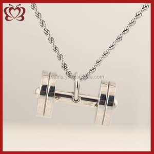 Acier Inoxydable Personnalisé Spirituel Inspiré Cercle Haltère Pendentif Collier Remise En Forme Sport Hommes, Rond Fit Charme - Product Image 4