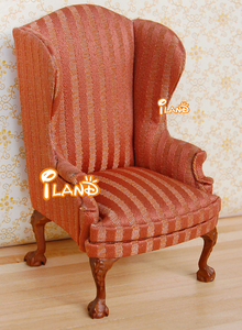 Casa <span class=keywords><strong>de</strong></span> muñecas miniatura sillón <span class=keywords><strong>de</strong></span> madera sofá sala <span class=keywords><strong>de</strong></span> estar muebles ala silla trasera con <span class=keywords><strong>rayas</strong></span> rojas JL809 - Product Image 2