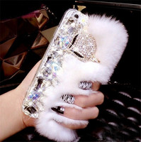 Le plus récent luxe Bling chaud doux castor lapin fourrure cheveux coques de téléphone pour iPhone 14 13 12 Pro Max 11 Xr 7 8 Plus
