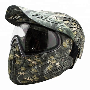 Helm Paintball Camo Headshield dengan Masker Penutup Kepala Penuh dan Perlindungan Kacamata dengan Lensa Cermin Emas - Product Image 4