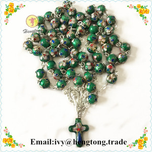 2016 Venta al por mayor Rosario, 8mm perlas cloisonne del collar del rosario, de la cadena de rosario católico con la cruz - Product Image 1