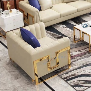 Neues Design Echtleder-<span class=keywords><strong>Sofa</strong></span> garnitur im europäischen Stil Gold Edelstahl Weißes Leder Hochzeits <span class=keywords><strong>sofa</strong></span> Luxus-Schnitts ofa