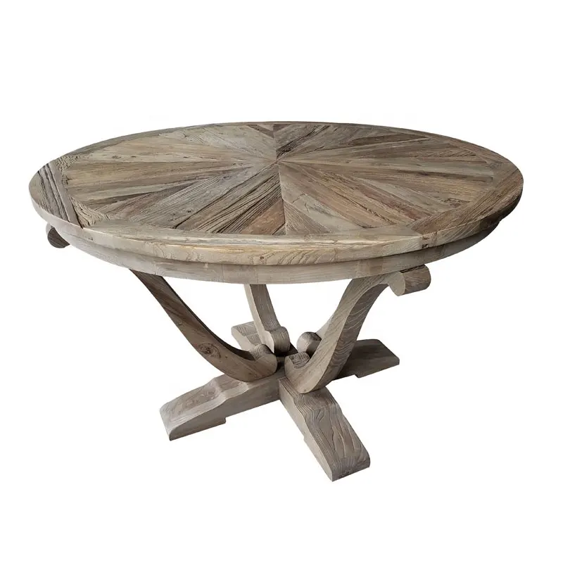 MRS WOODS Antique rustic dinner table round wood for dinner room