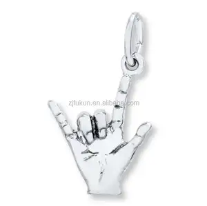 Silver Plated I Love You Sign Language CharmsためBracelet手形状ネックレスペンダント