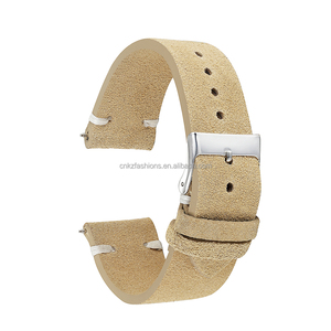 <span class=keywords><strong>Cinturino</strong></span> per Orologio in Vera <span class=keywords><strong>Pelle</strong></span> <span class=keywords><strong>Scamosciata</strong></span> Morbida 18/20/22mm Stile Retrò con Barrette a Sgancio Rapido Marrone - Product Image 4