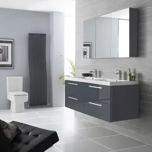 高光泽深蓝色意大利最新最新浴室家具设计壁挂式双水槽浴室柜