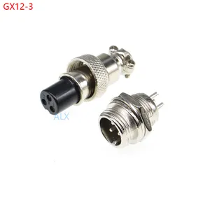 GX12-3 Ổ Cắm Hàng Không Ổ Cắm Đầu Nối Tròn Đường Kính 12Mm GX12 3PIN Đầu Nối Bảng Dây Đực Cái Loại Vít Tròn